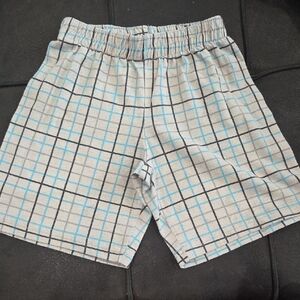 Gray Plaid Shorts with Blue Accents